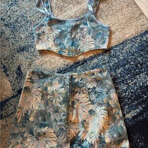 Floral Crop Top and Skirt Set